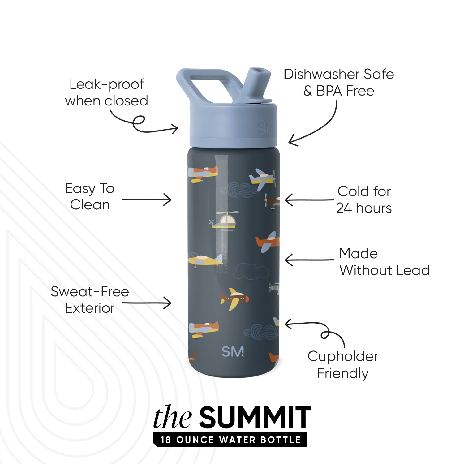 Summit Kids Water Bottle with Straw Lid